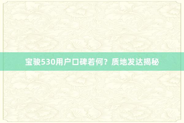 宝骏530用户口碑若何？质地发达揭秘